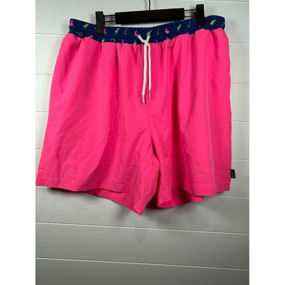 Simply Southern Mens XXL Swim Trunks Neon Pink Hooks Lure Angler Retro